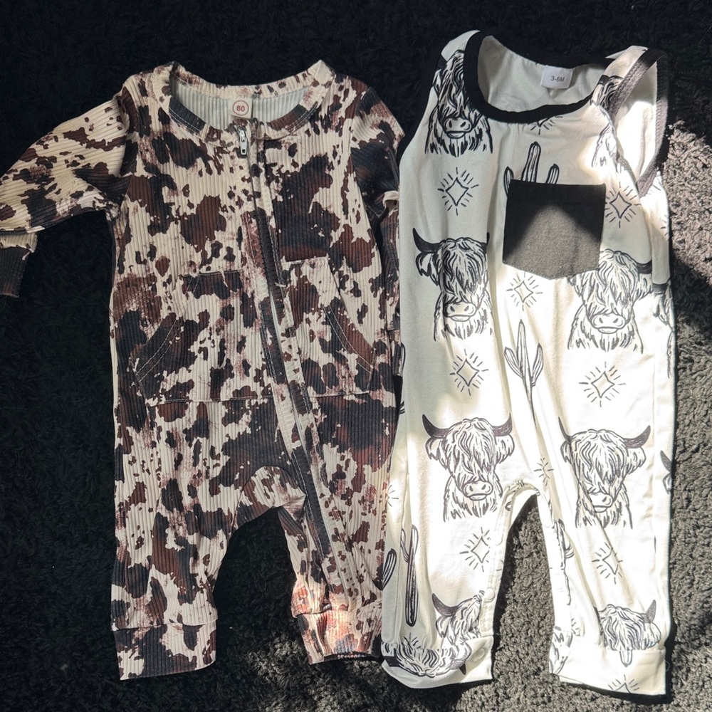 Charming Cow Print and Bull Pattern Bodysuits